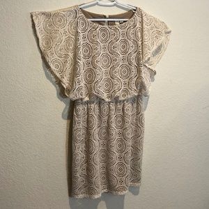 Plus Size Crochet Lace Dress - Cream Color